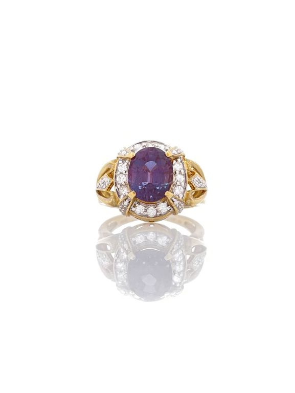 10k Gold Alexandrite Diamond Ring