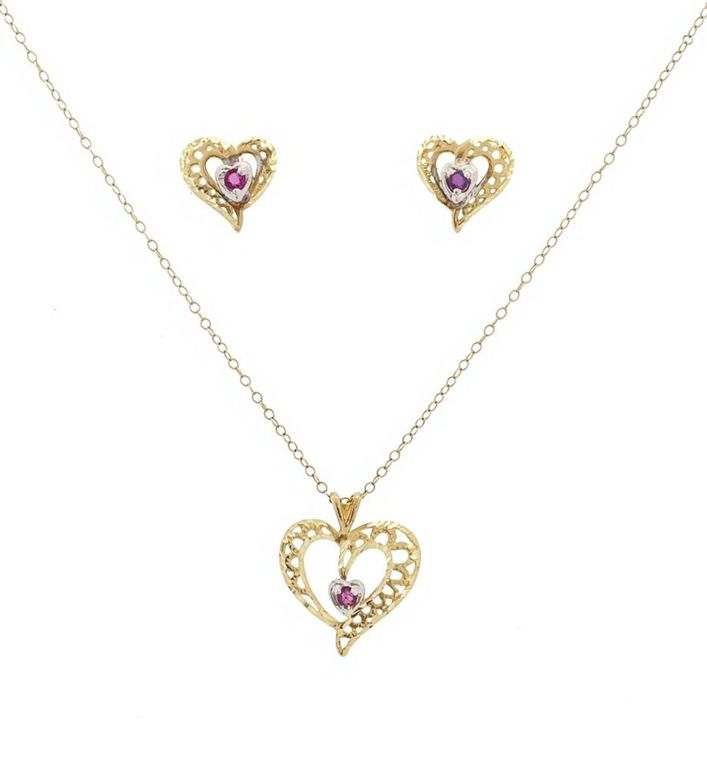 10k/14k Gold Pink Topaz Jewelry Set