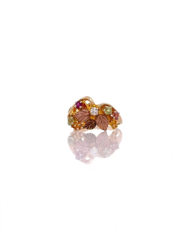 10k Two Tone Gold Gemstone Ring