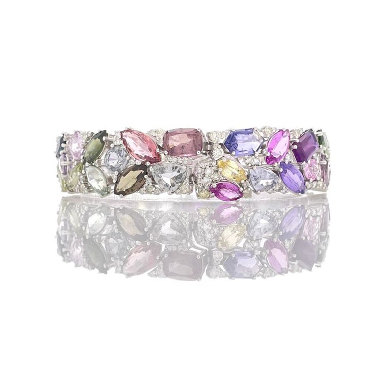 Platinum Multicolor Sapphire Diamond Bracelet