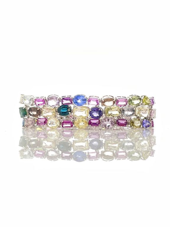 Platinum Multicolor Sapphire Bracelet