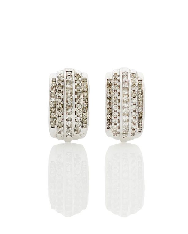 14k Gold Diamond Huggie Earrings