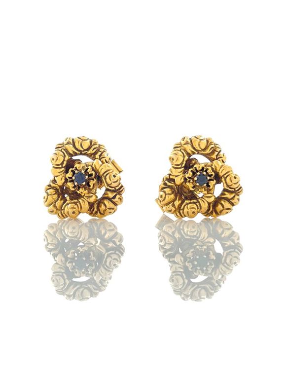 14k Yellow Gold Sapphire Cufflinks