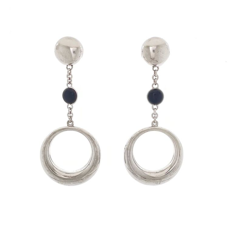 18k White Gold Onyx Earrings