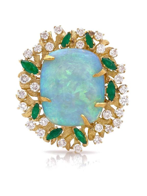 18k Yellow Gold Opal Brooch/Pendant