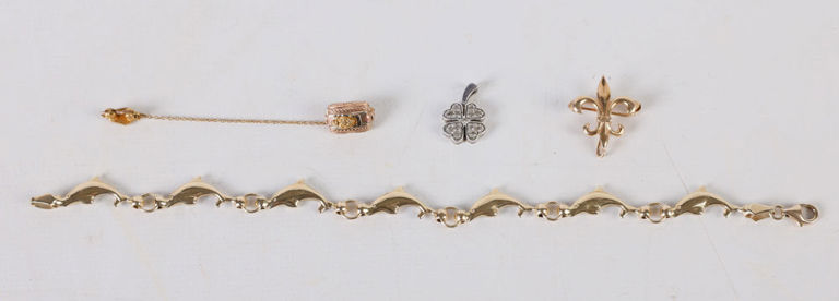 14k Gold Dolphin Bracelet and Pendants