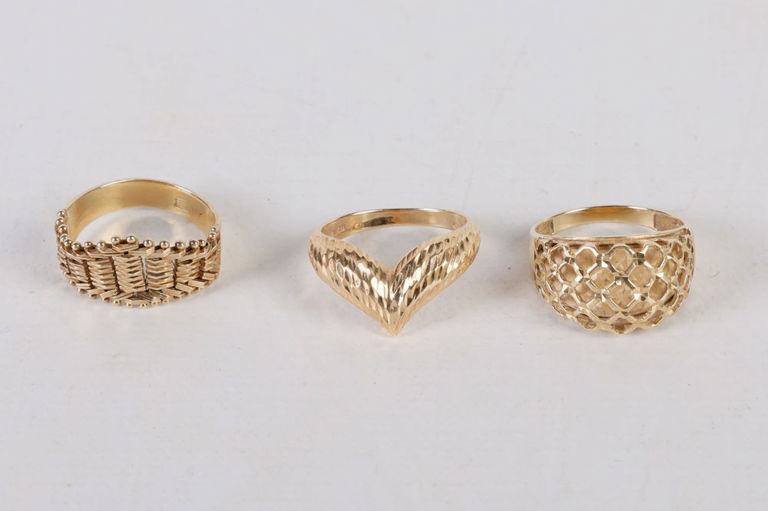 Set of Three 14k Yellow Gold Rings