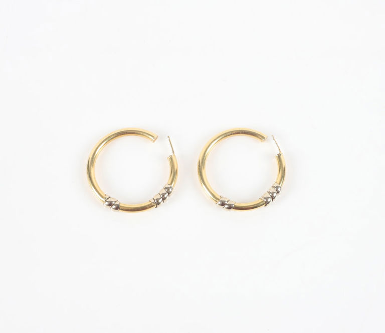 14k Two-Tone Gold Hoop Earrings