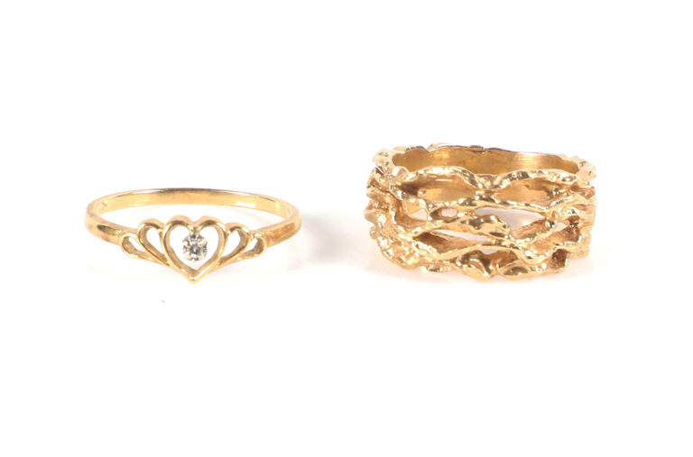 Set of Two 14k Yellow Gold Rings