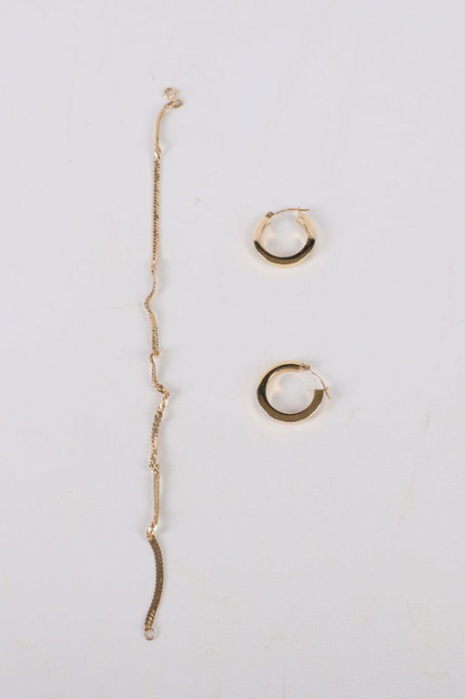 14k Yellow Gold Hoop Earrings and Bracelet