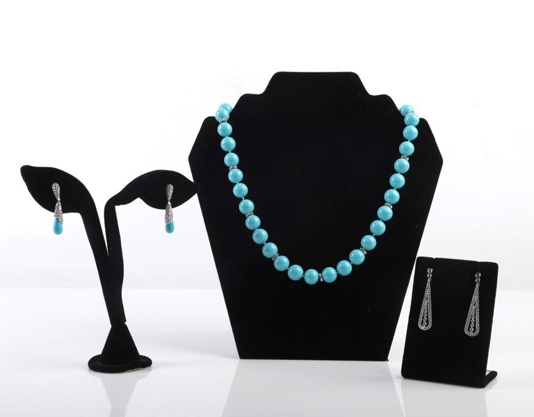 Sterling Silver Turquoise Necklace and Earrings