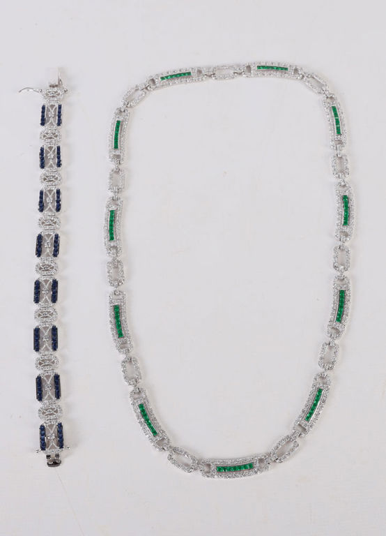 Art Deco Style Silver Bracelet and Necklace