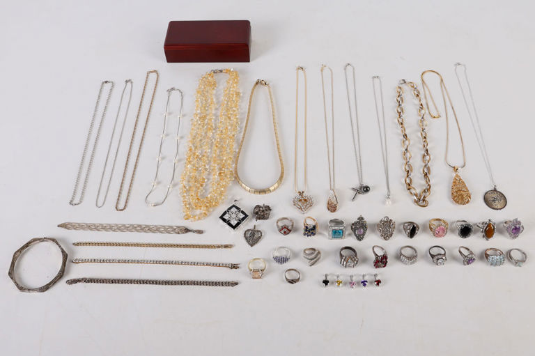 Large Sterling and Gold Tone Jewelry Lot