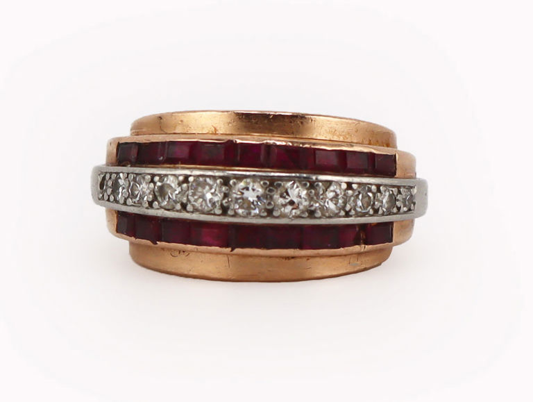 Retro bi-color gold ruby ring