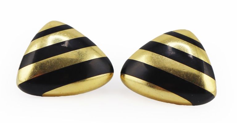 18k Gold Black Onyx Earrings