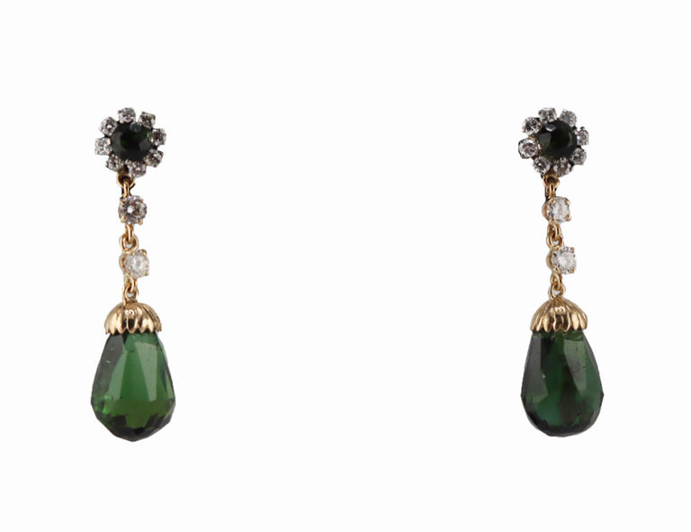 14k Gold Diamond and Gem Earrings