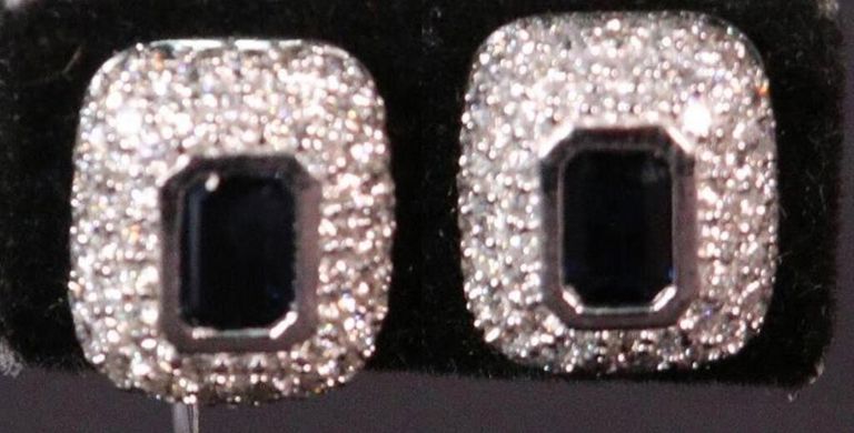 14k White Gold Sapphire and Diamond Earrings