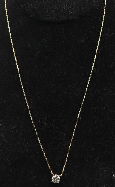 14k Yellow Gold Diamond Pendant Necklace