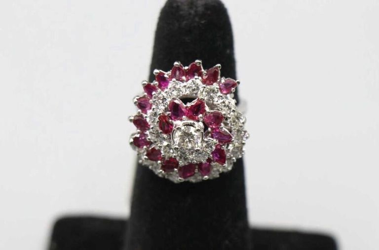 Platinum Ruby and Diamond Ring