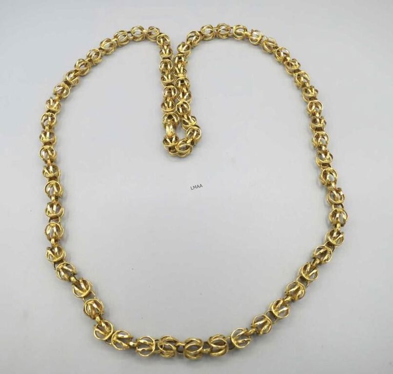 18k Yellow Gold Woven Bead Necklace