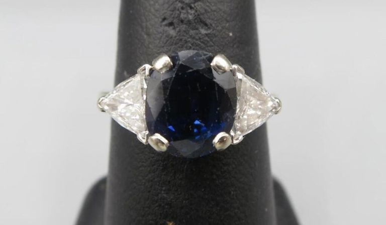 14k White Gold Sapphire and Diamond Ring