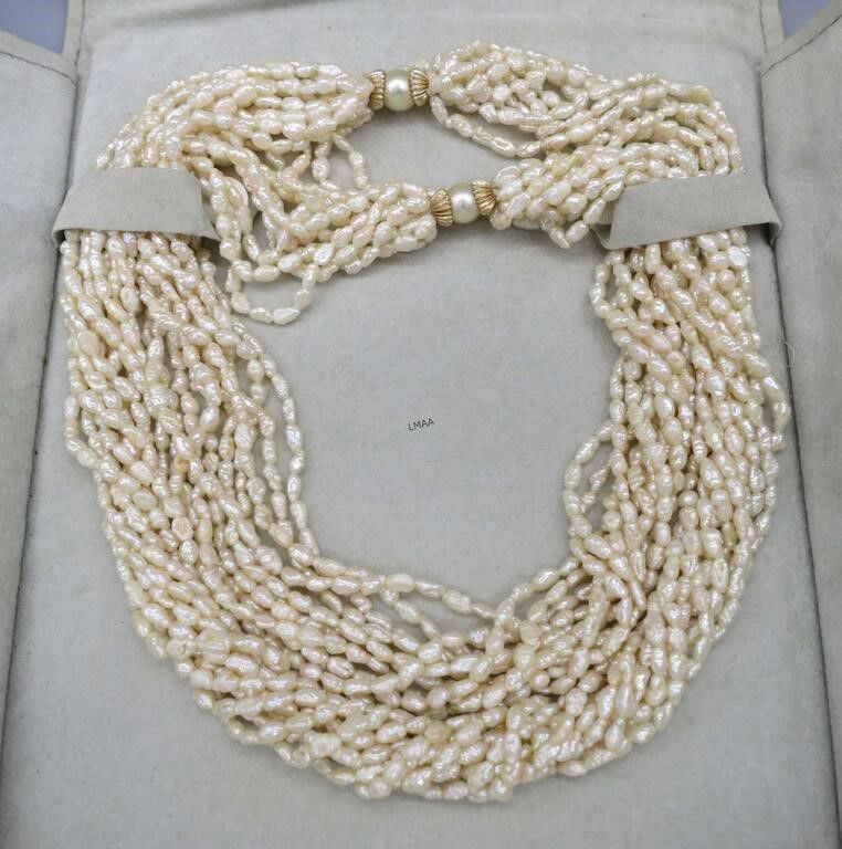 Pearl Necklace With 14k Yellow Gold Clasp