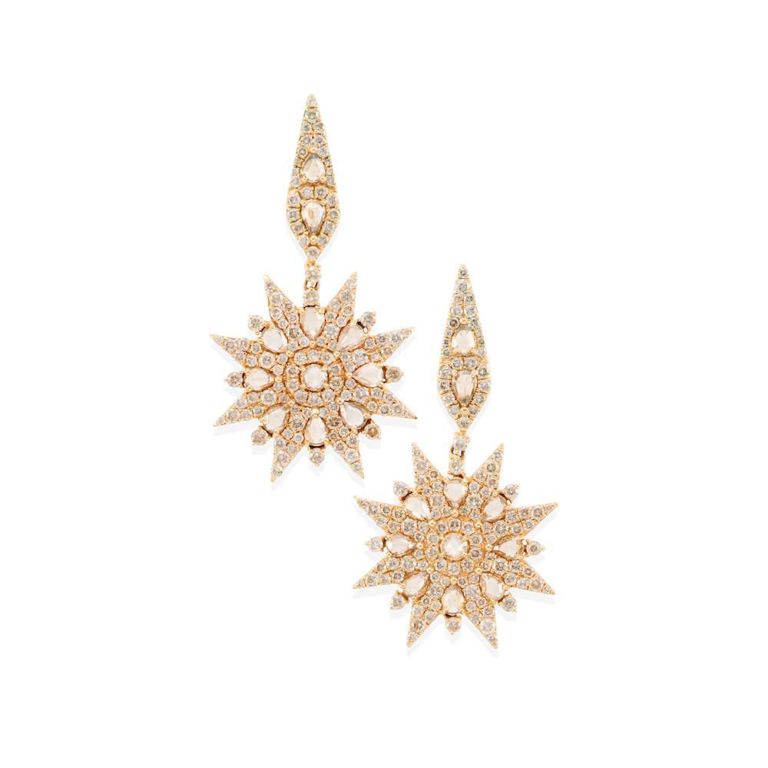 18k Gold Diamond Dangle Earrings