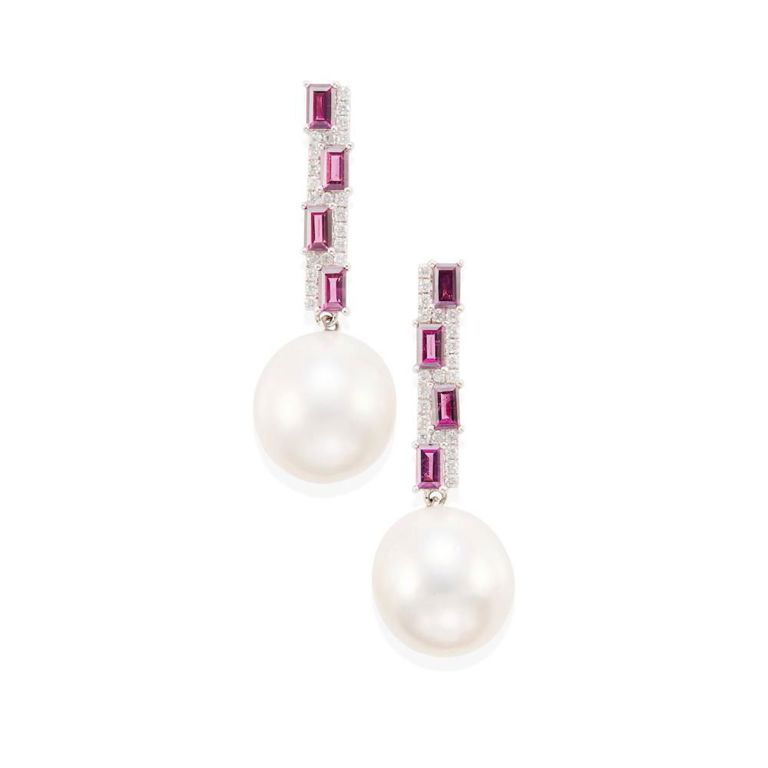 18k Gold Pearl and Diamond Earrings