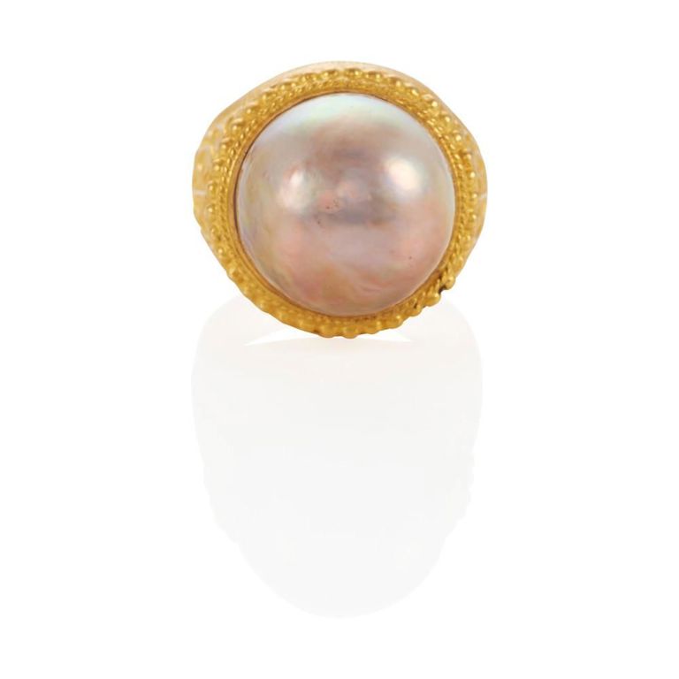 24k Gold Pearl Ring