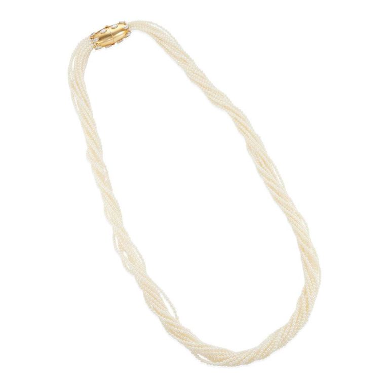 18k Gold Diamond and Pearl Necklace