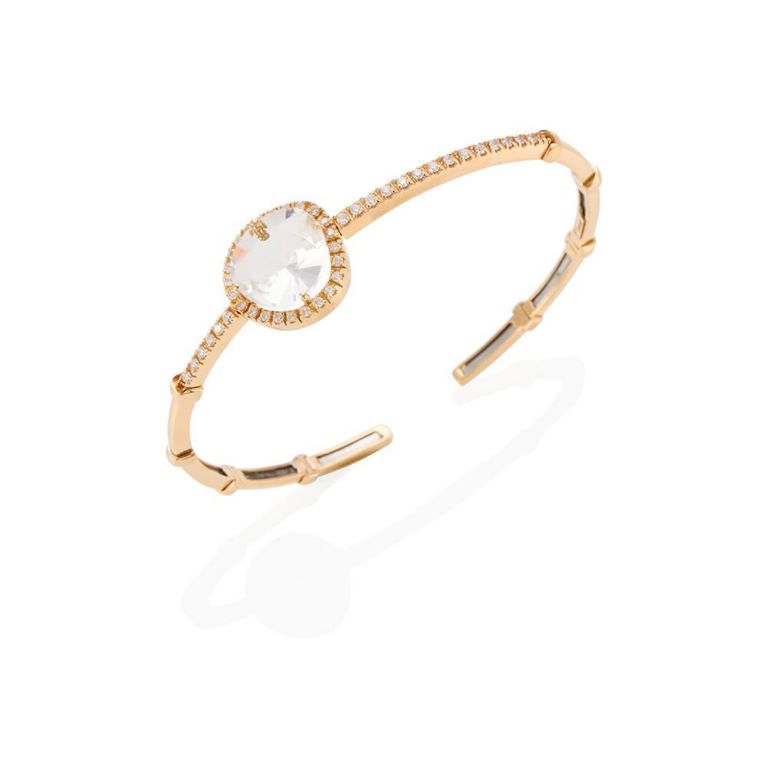 18k Gold Quartz and Diamond Bracelet