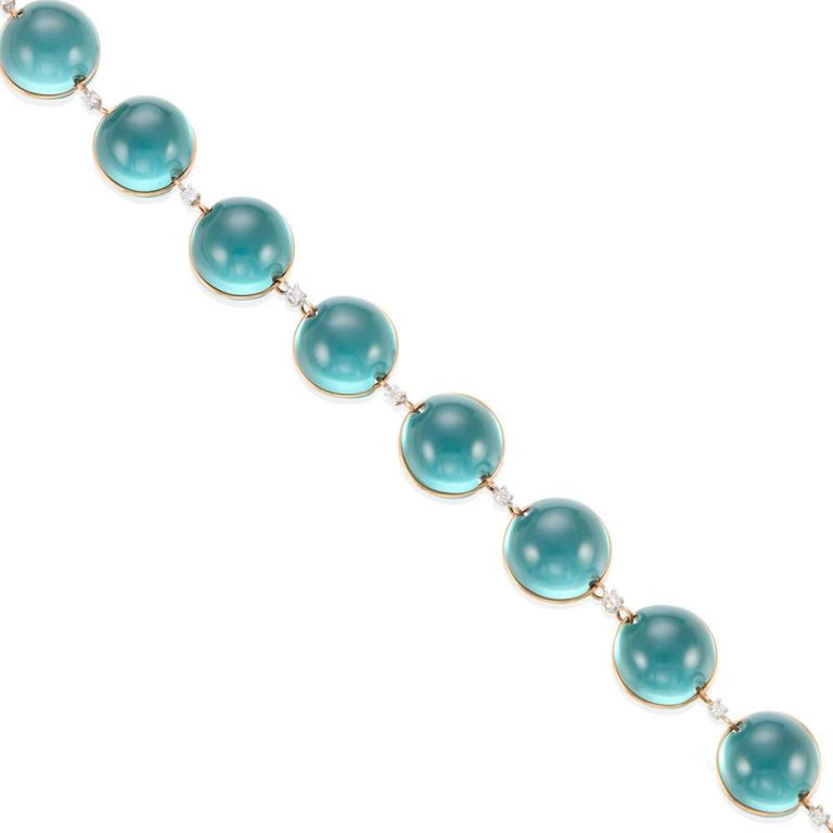 18k Gold Glass and Diamond Bracelet