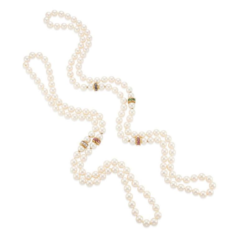 18k Gold Gem-Set and Pearl Necklaces