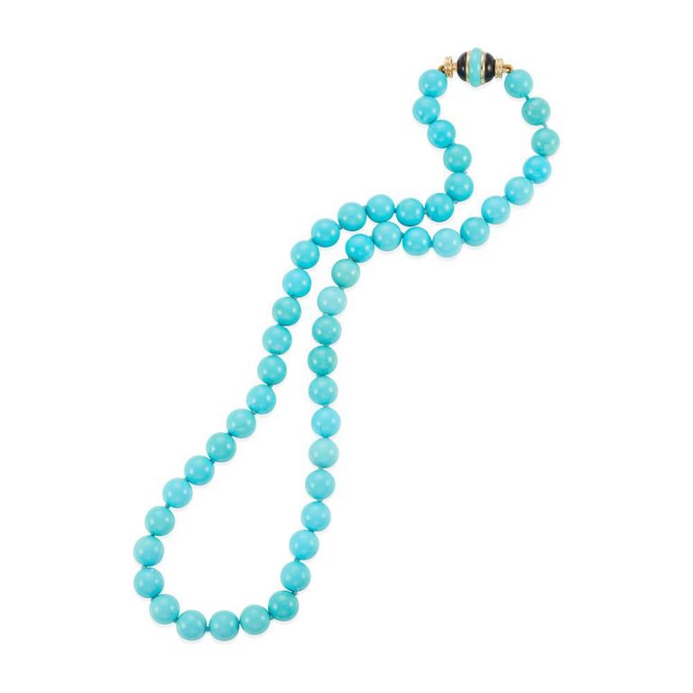14k Gold Turquoise and Onyx Necklace