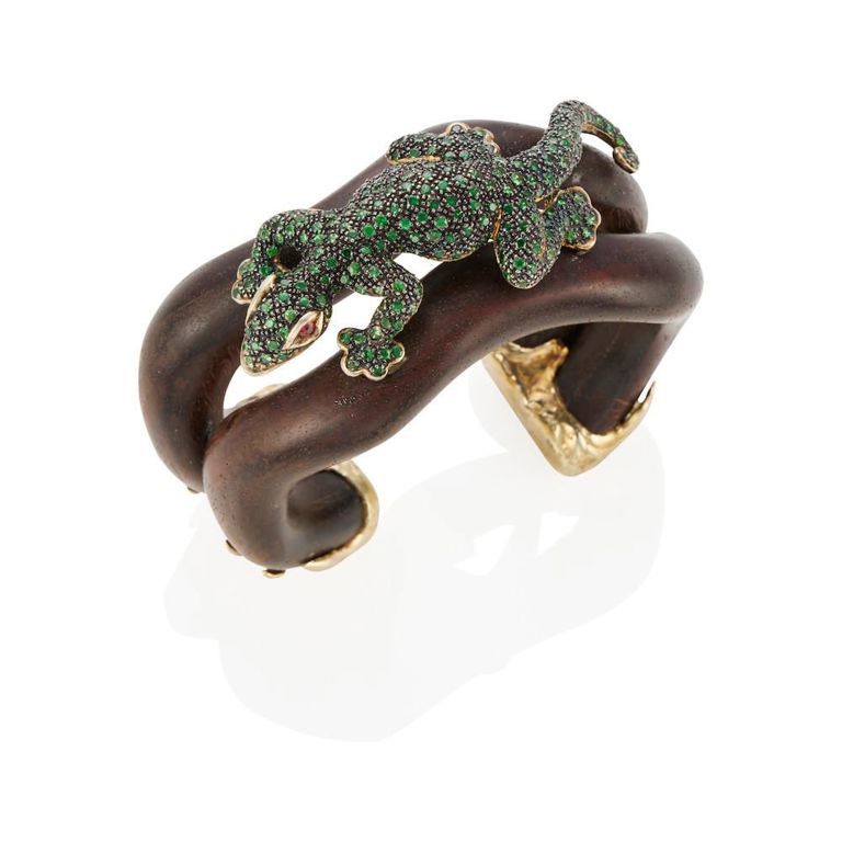 Gilt Silver Garnet and Sapphire Bracelet