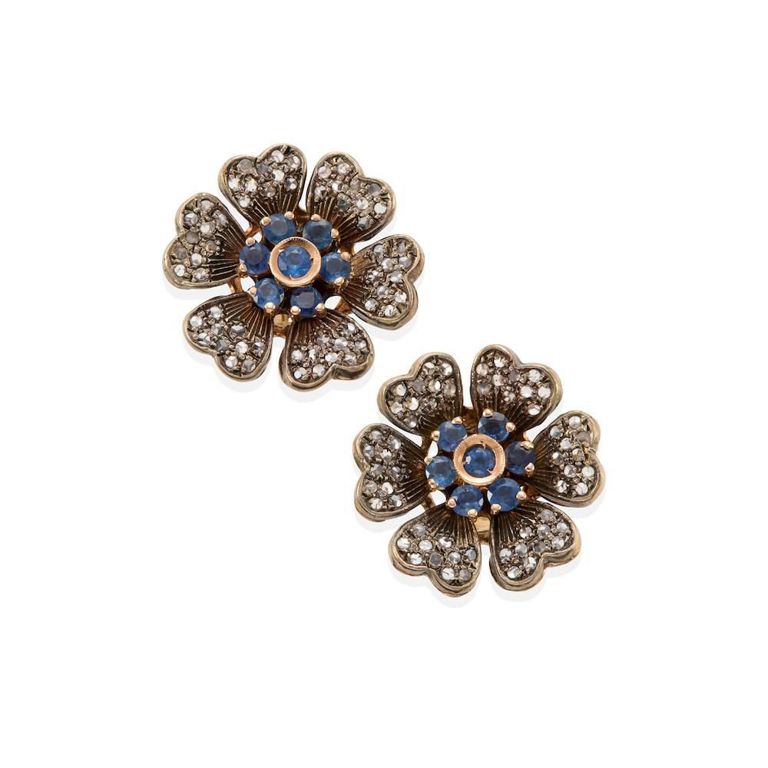 14k Gold and Silver Sapphire Earrings
