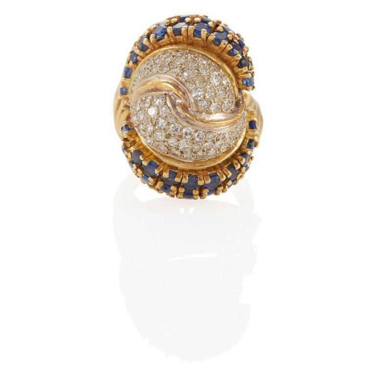18k Gold Sapphire and Diamond Ring