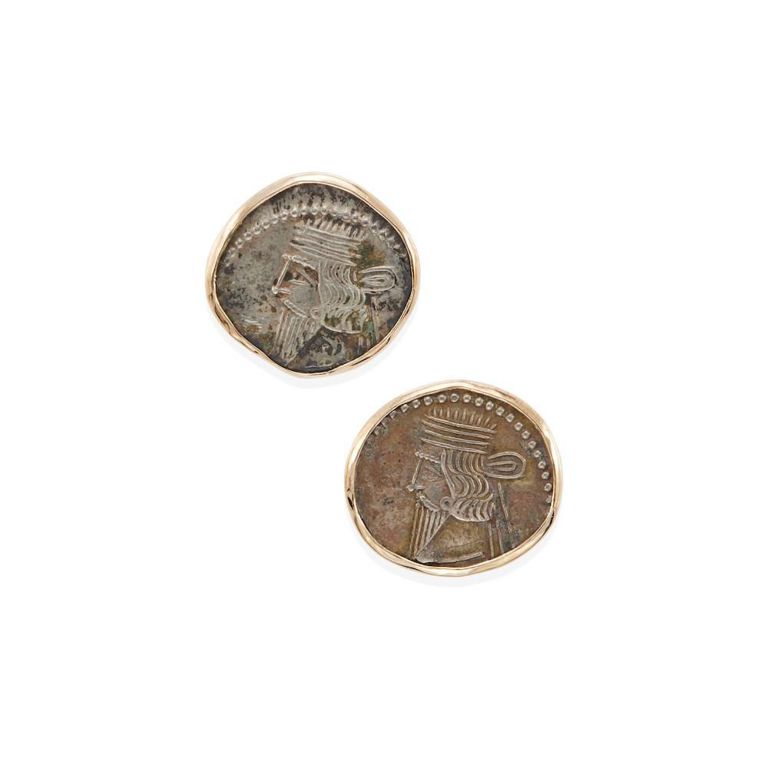 14k Gold and Silver Coin Earrings