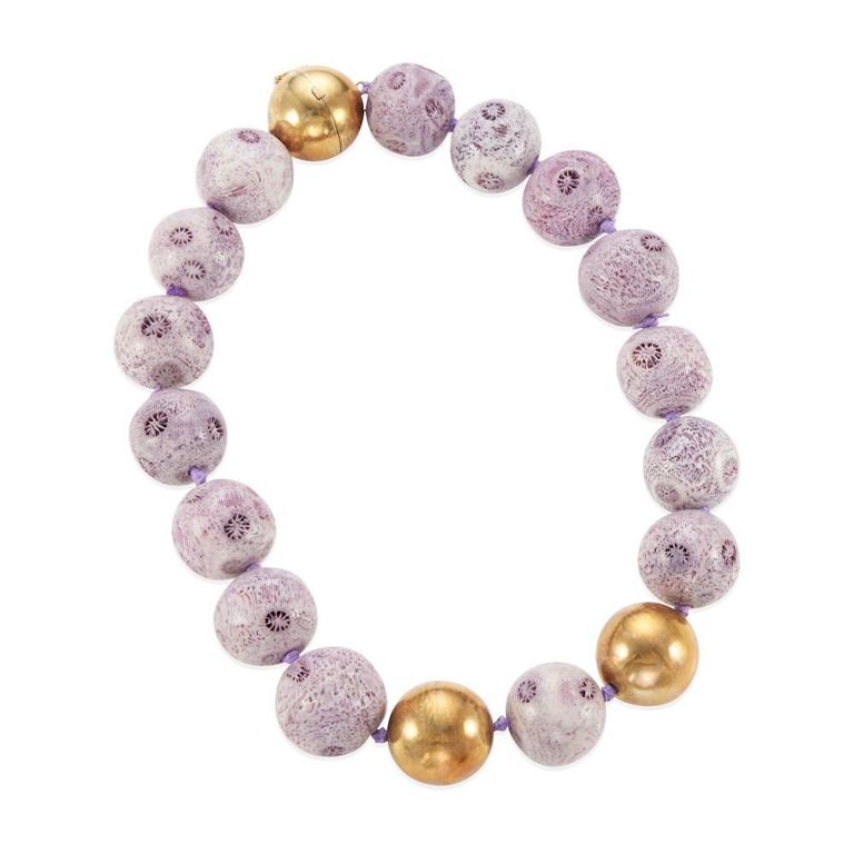 14k Gold Fossilized Coral Necklace