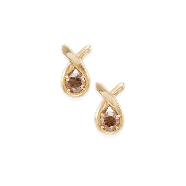 14k Gold Fancy Brown Diamond Earrings