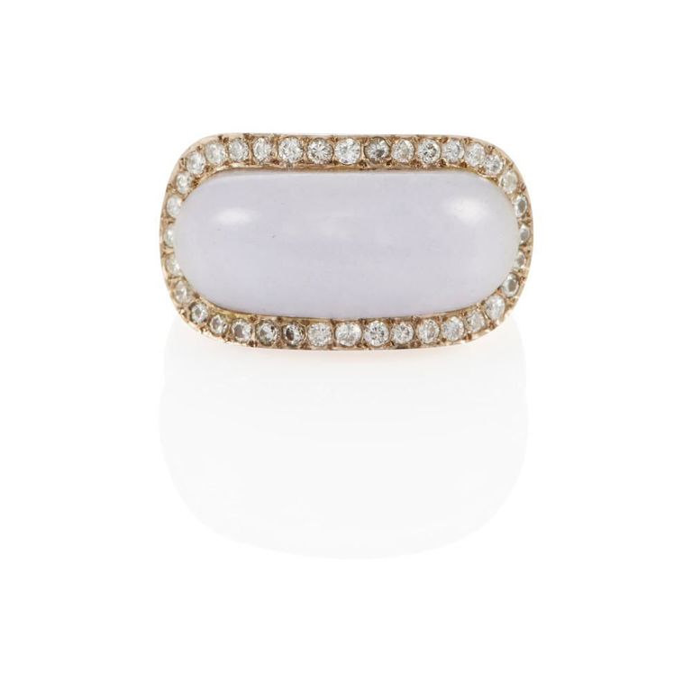 14k Gold Jade and Diamond Ring