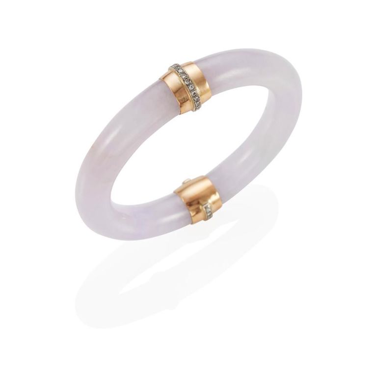 14k Gold Jade and Diamond Bracelet
