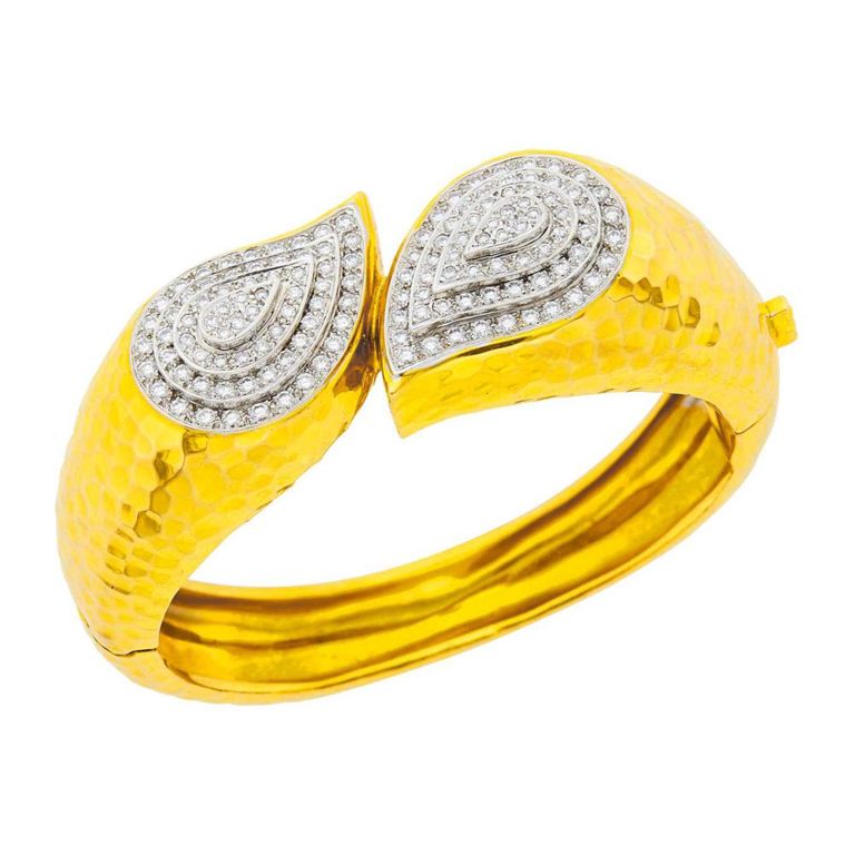 Two-Color Gold Diamond Bangle Bracelet