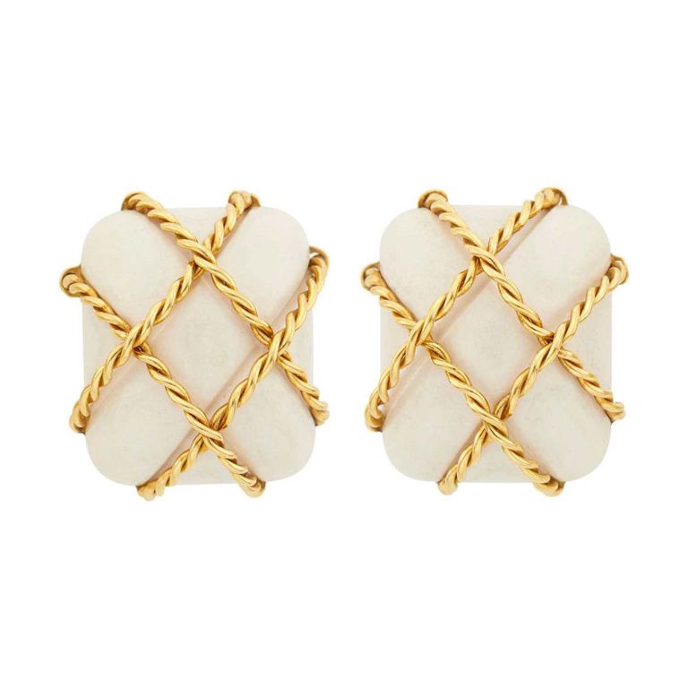 18k Gold and White Coral Earclips