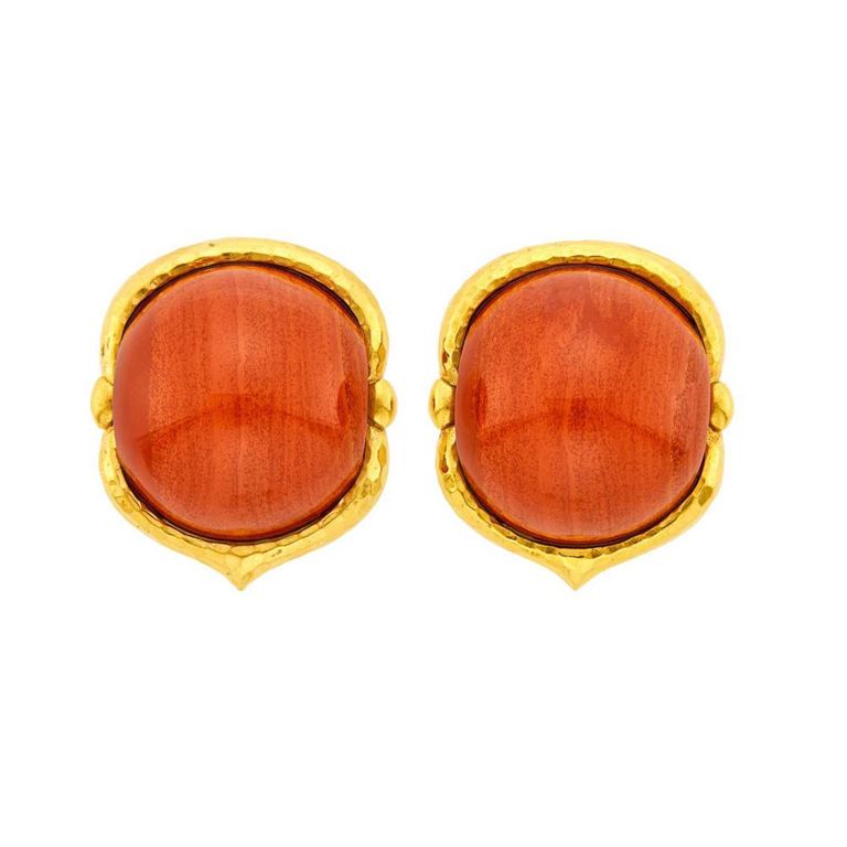 18k Gold and Jasper Earclips