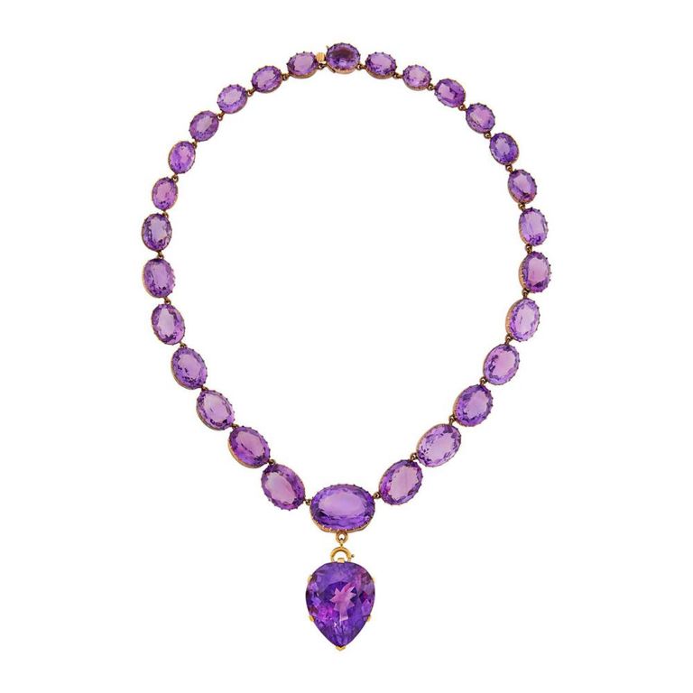 Silver-Gilt Gold Amethyst Pendant Necklace