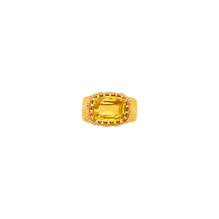 18k Two-Color Gold Yellow Sapphire Ring