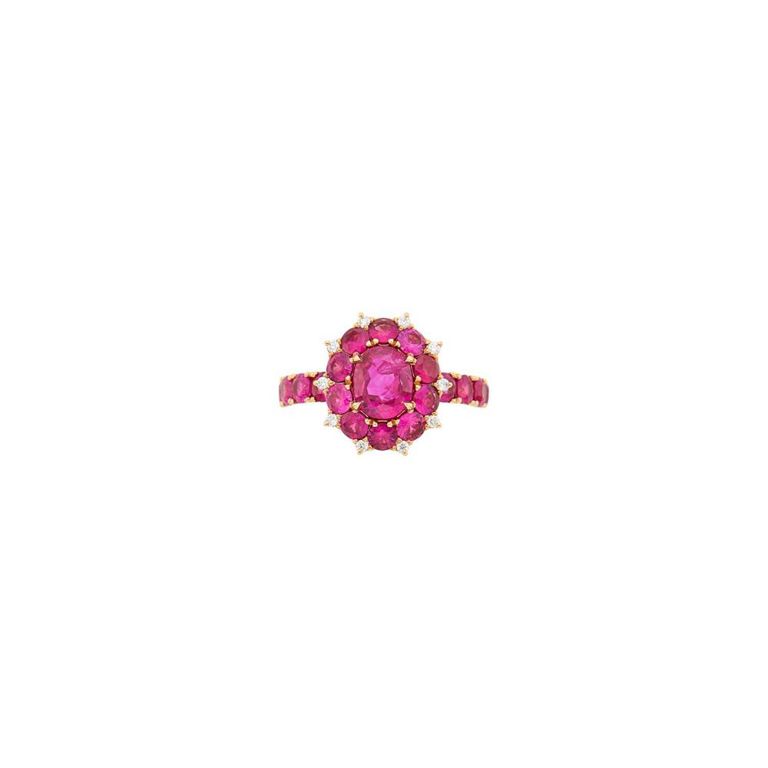 18k Rose Gold Ruby and Diamond Ring