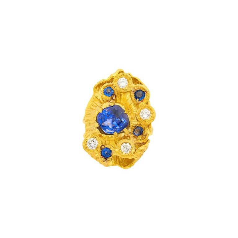 18k Gold Sapphire and Diamond Ring