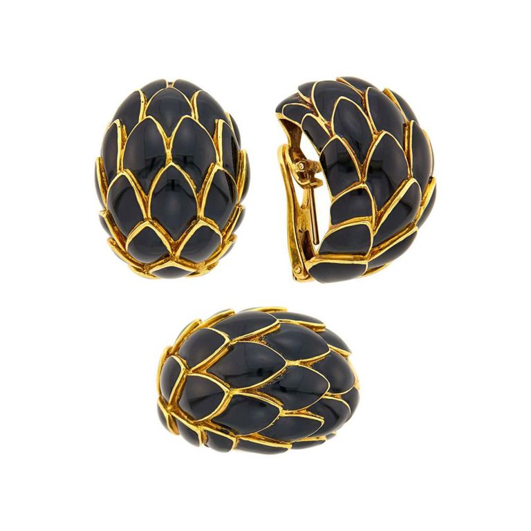 18k Gold Ring and Earclips Set